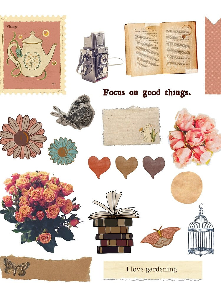 Set of stickers Vintage things Retro garden and flowers by sirilakk