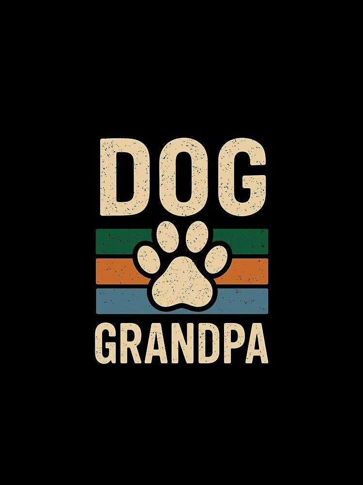 Dog Grandpa Retro Sunset Dog Paw Print by GiaoCalonas
