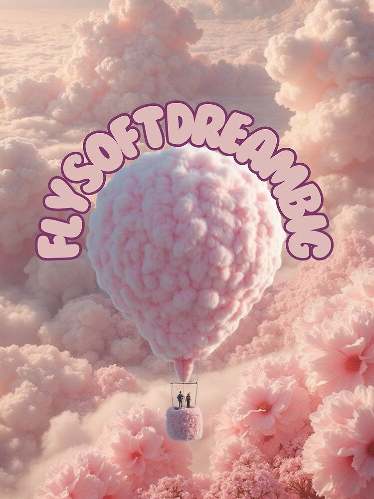 Fly Soft, Dream Big – Pink Balloon by Cherry Peony