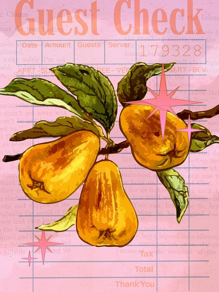 Vintage Fruit with Pink Background by bowsbotanicals