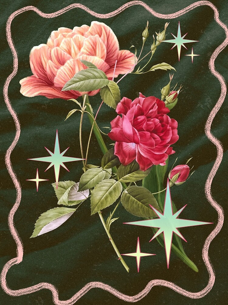 Vintage Flowers - Pink Flowers by bowsbotanicals