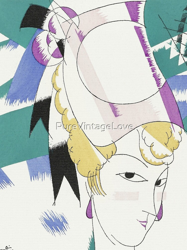 Vintage French Fashion plate by Charles Martin : The Porcelien Hat by PureVintageLove