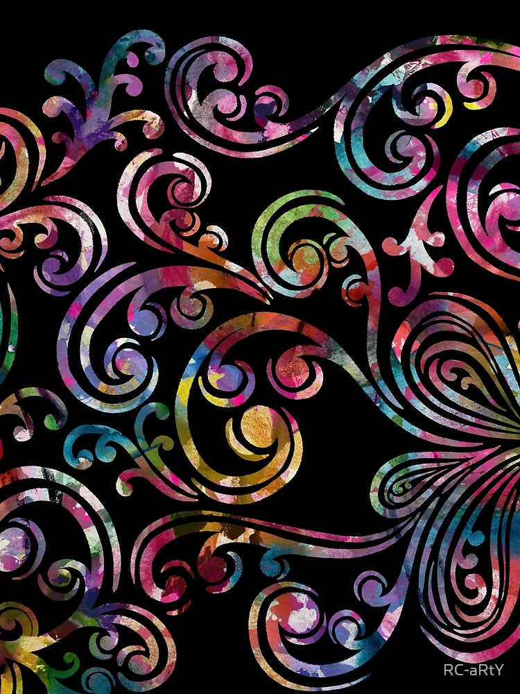 Garden Swirls on Black by RC-aRtY