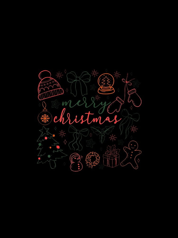 Merry Christmas Doodle Xmas Tree Gingerbread Men Women Kids by DanielleTonia