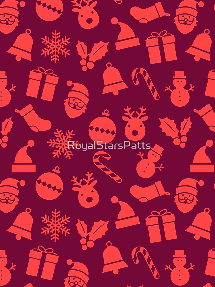 Burgundy Mid Century Snowman Merry Christmas Holiday Pattern    - Christmas Gifts For Mom by RoyalStarsPatts