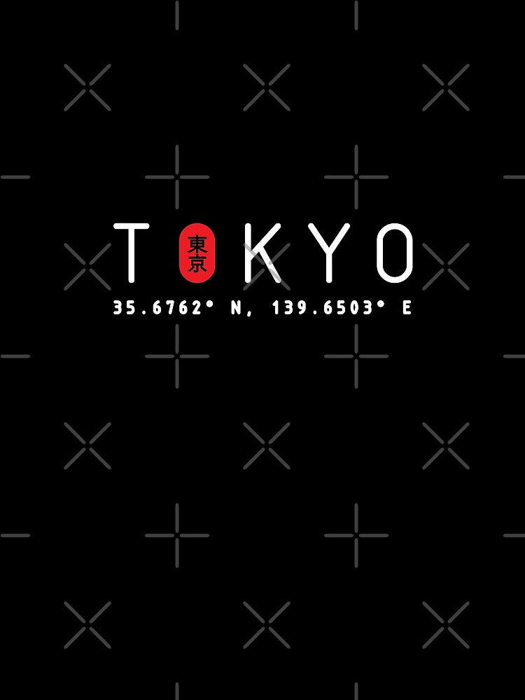 Tokyo Japan Coordinates Urban Streetwear White Text by justkidding-co