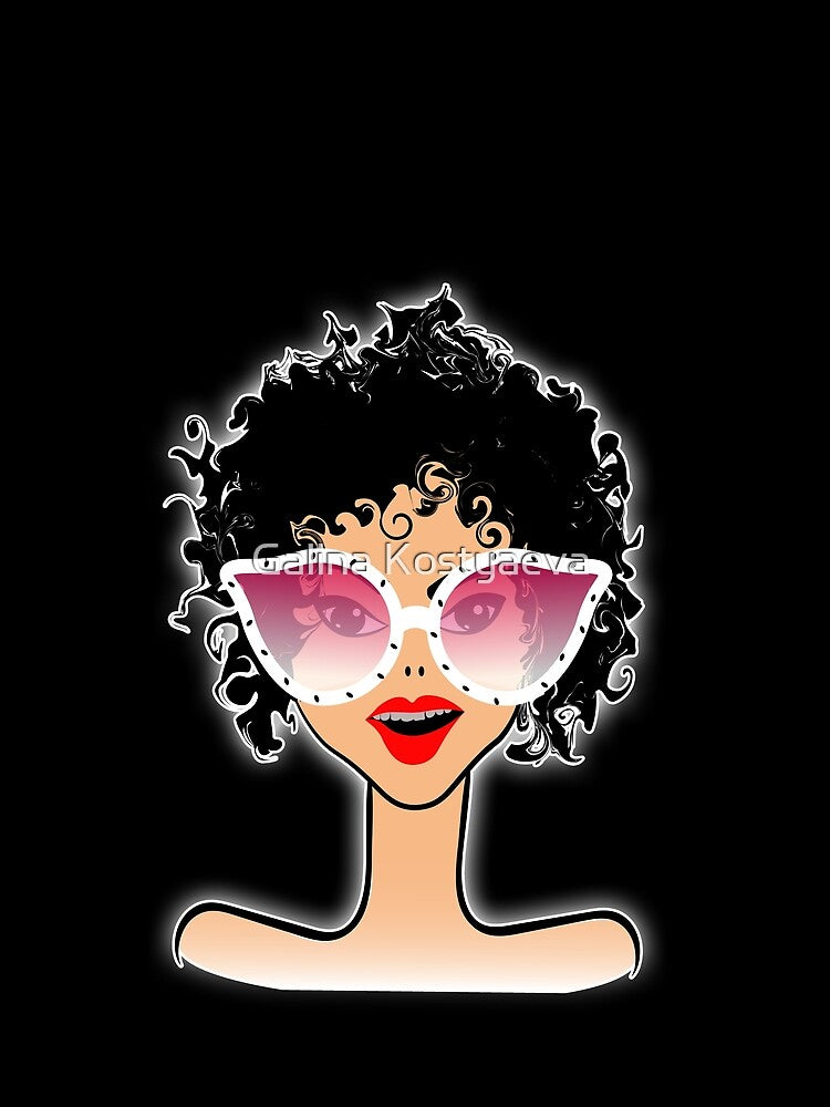 Cool girl in glasses with red lips. by Galina Kostyaeva
