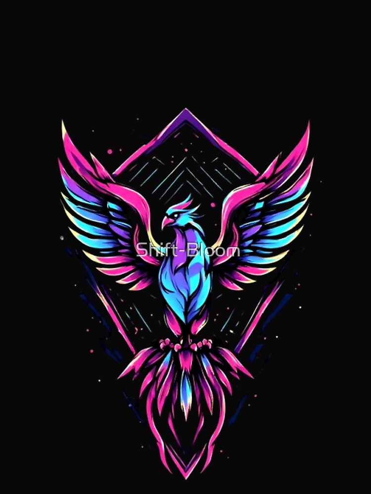 Neon Phoenix Rising | Premium Cyber Techno Streetwear 01 by Shift-Bloom