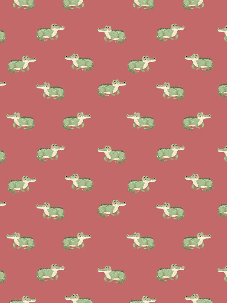 Watercolor Crocodiles on Faded Red by KSimpson838