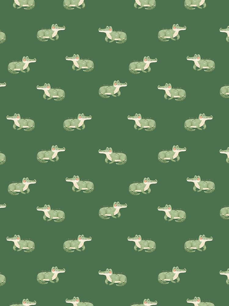 Watercolor Crocodiles on Green by KSimpson838