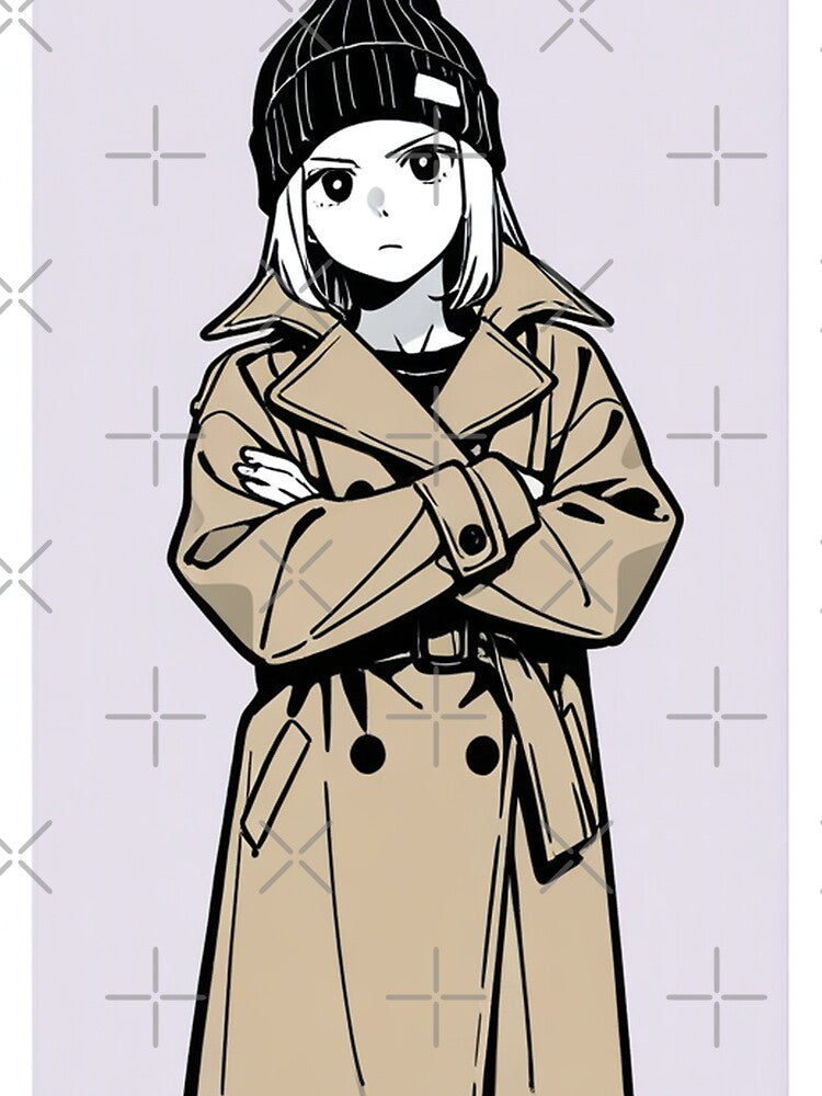 Fashion - Man in Beige Trench Coat Beanie Streetwear Anime Variant 4 by AnimeShin