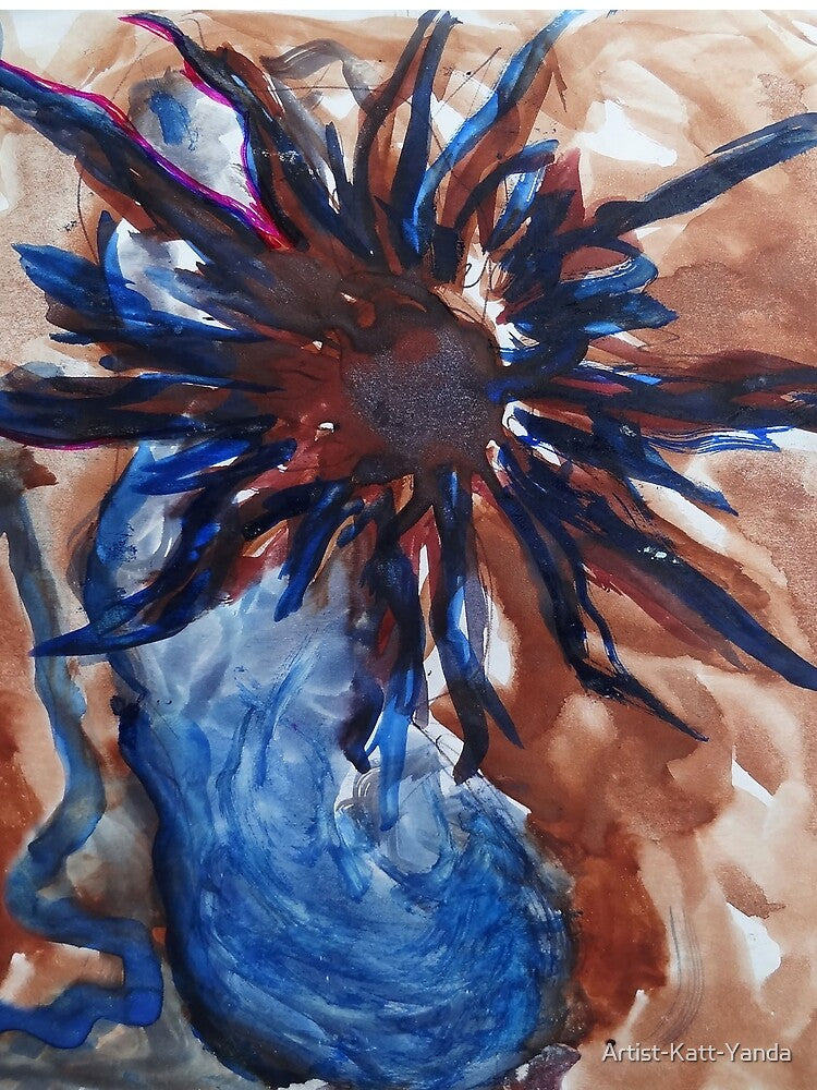 Radiant Indigo Abstract Sunburst Artwork by Katt Yanda by Artist-Katt-Yanda