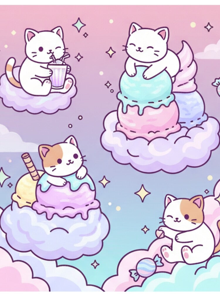 Dreamy Cats on Cotton Candy Clouds by JadesaShop