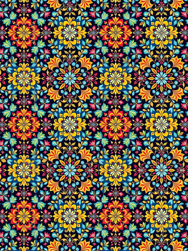 Retro 70s Boho Mandala with floral ornaments by pASob-dESIGN
