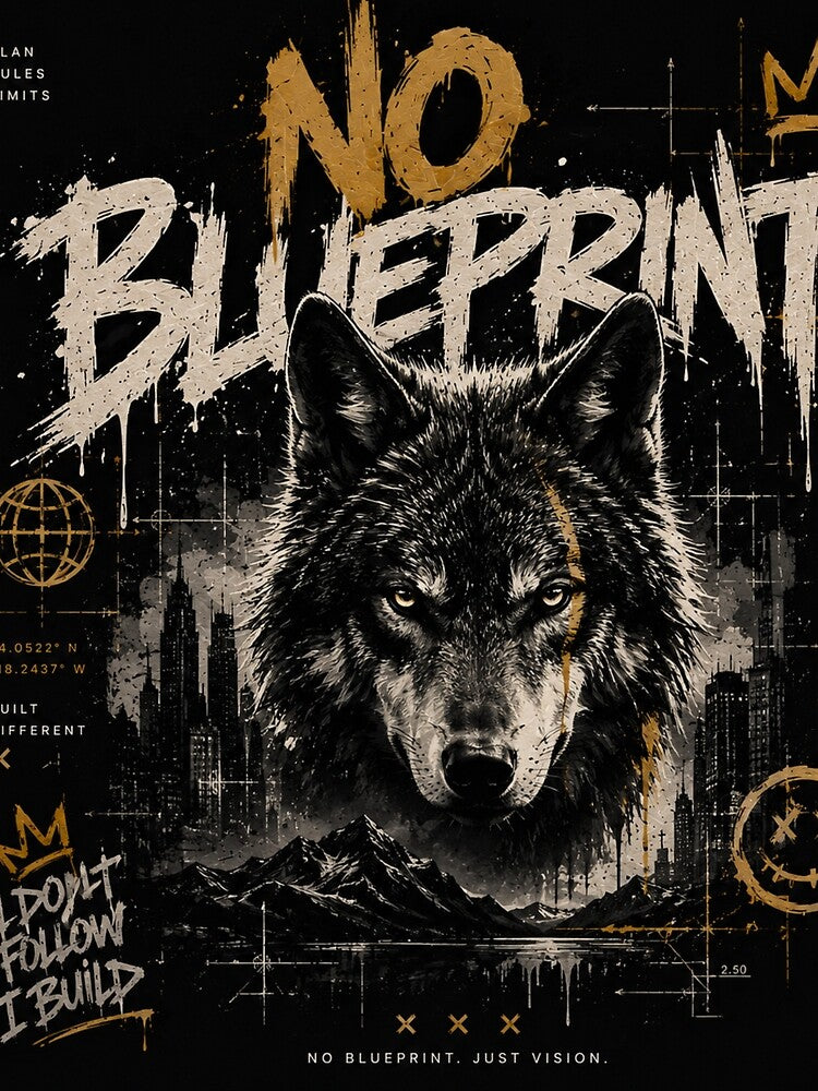 No Blueprint – Wolf Edition | Urban Streetwear Design by UrbanSwagFlow