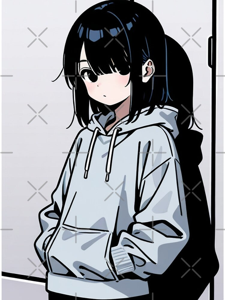 Fashion - Man in Blue Hoodie Hood Up Streetwear Anime by AnimeShin