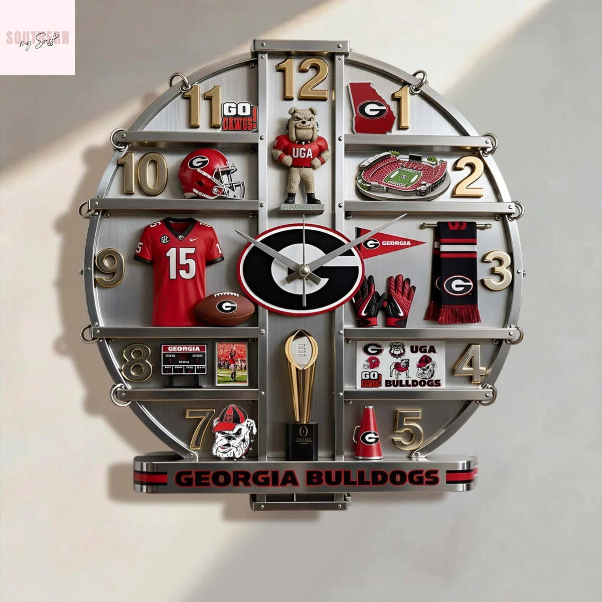 Georgia Bulldogs Home Decorative 3D Wall Clock