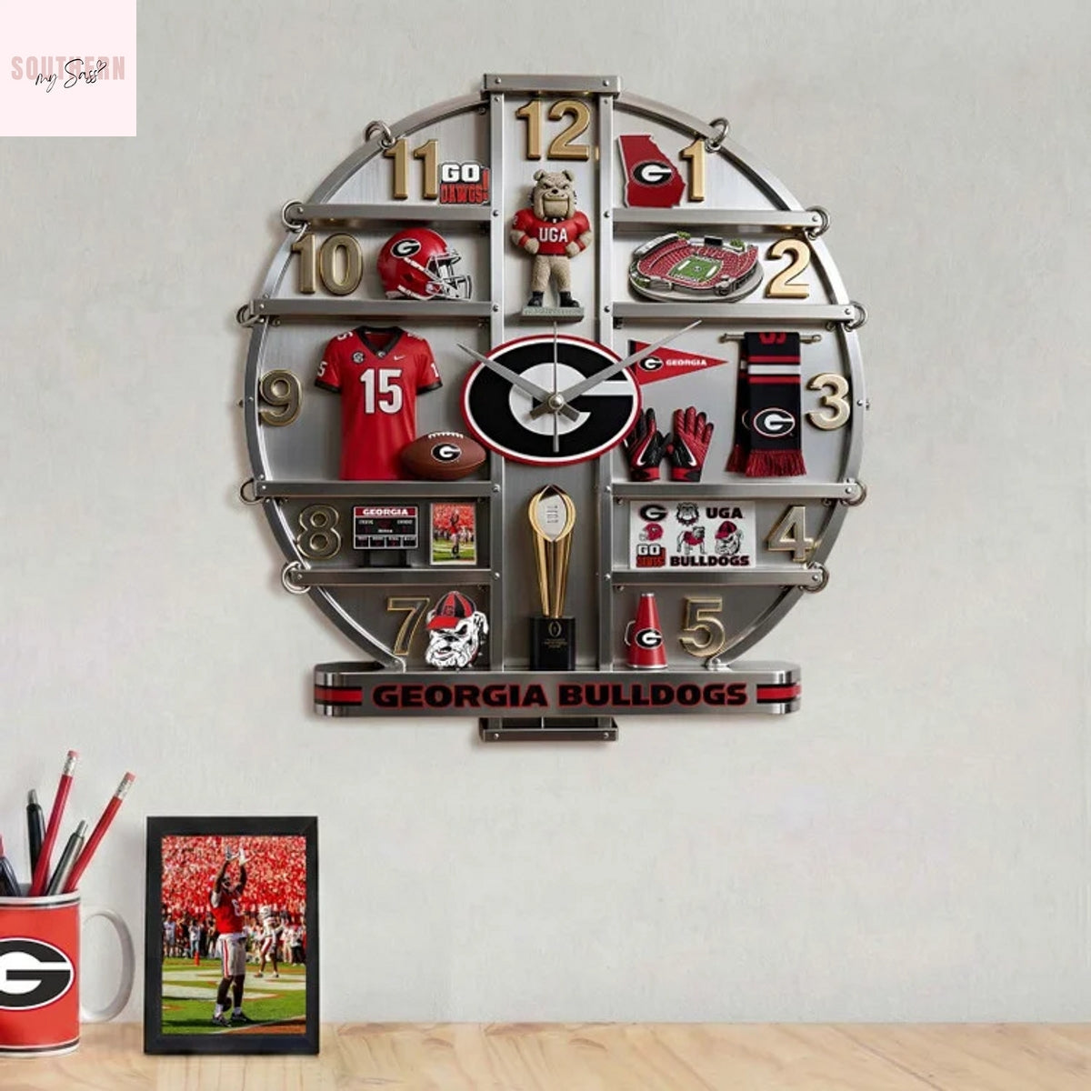 Georgia Bulldogs Home Decorative 3D Wall Clock