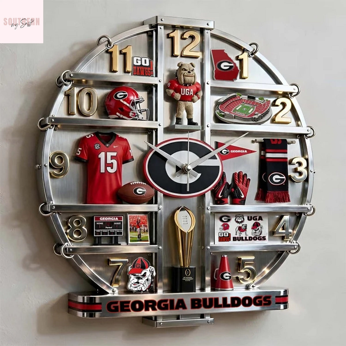 Georgia Bulldogs Home Decorative 3D Wall Clock