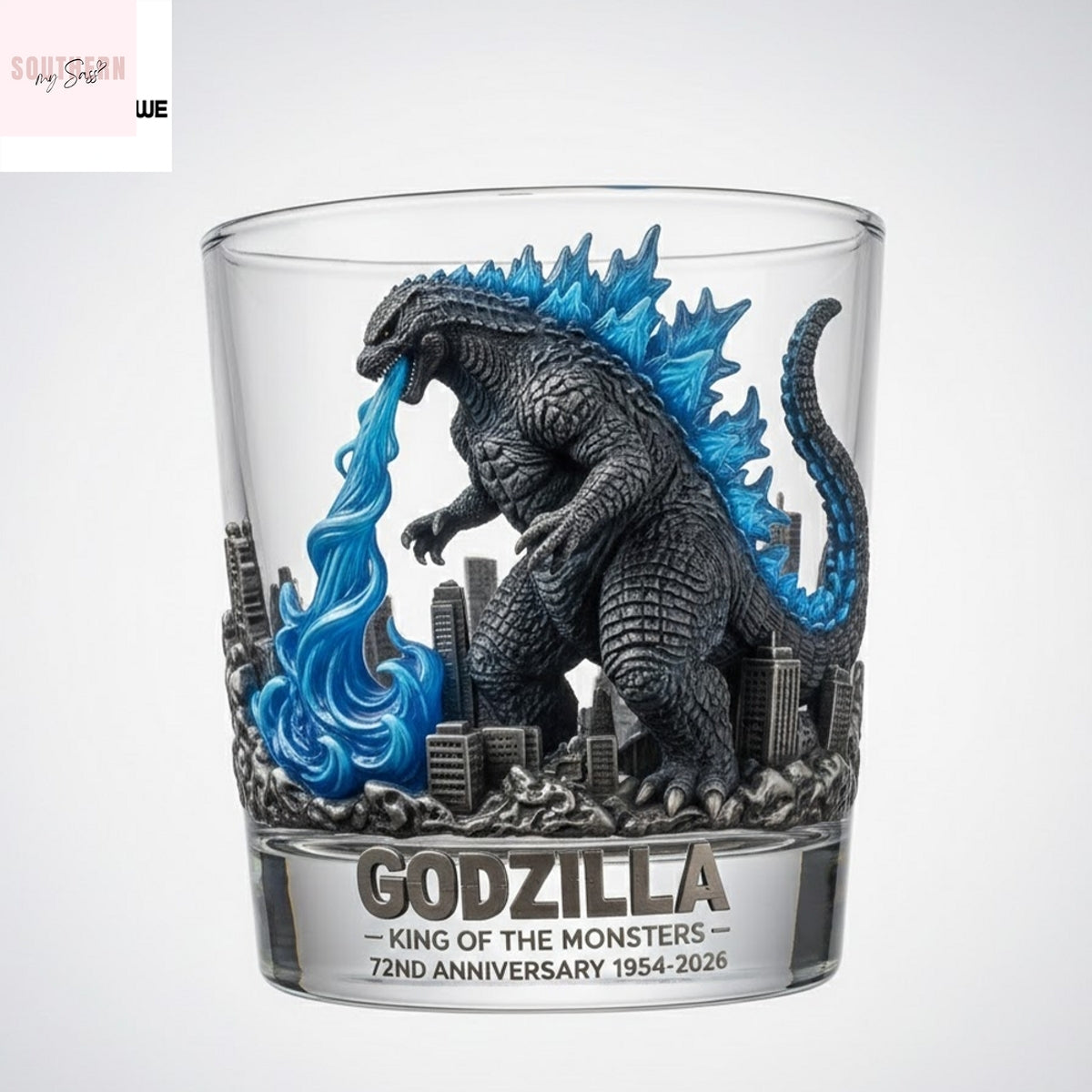 Godzilla King Of The Monsters 72Nd Anniversary Whiskey Glass