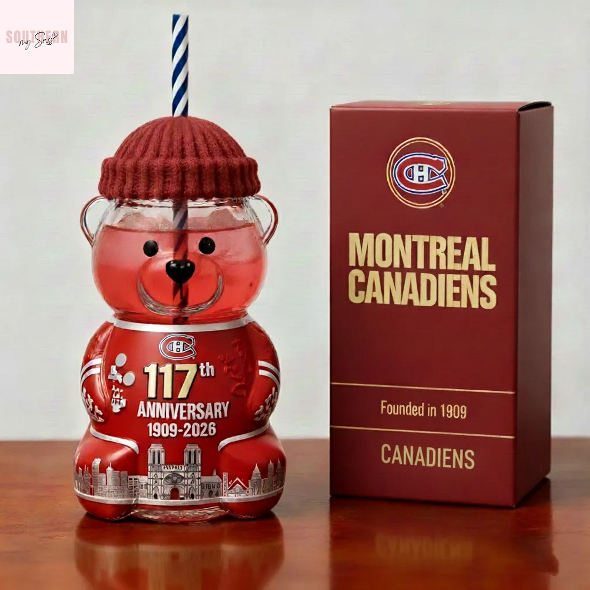 Montreal Canadiens Bear Glass Cup