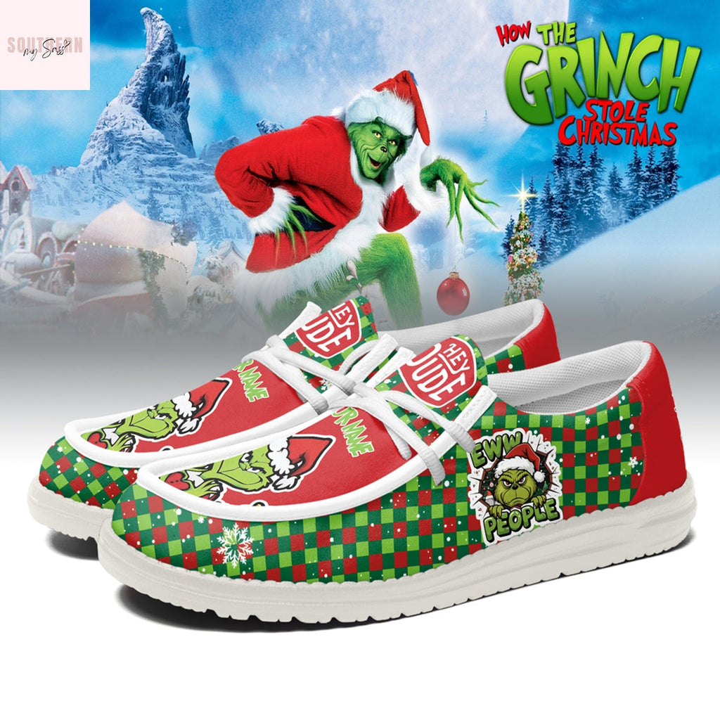 Personalized The Grinch Christmas Eww People Hey Dude Shoes