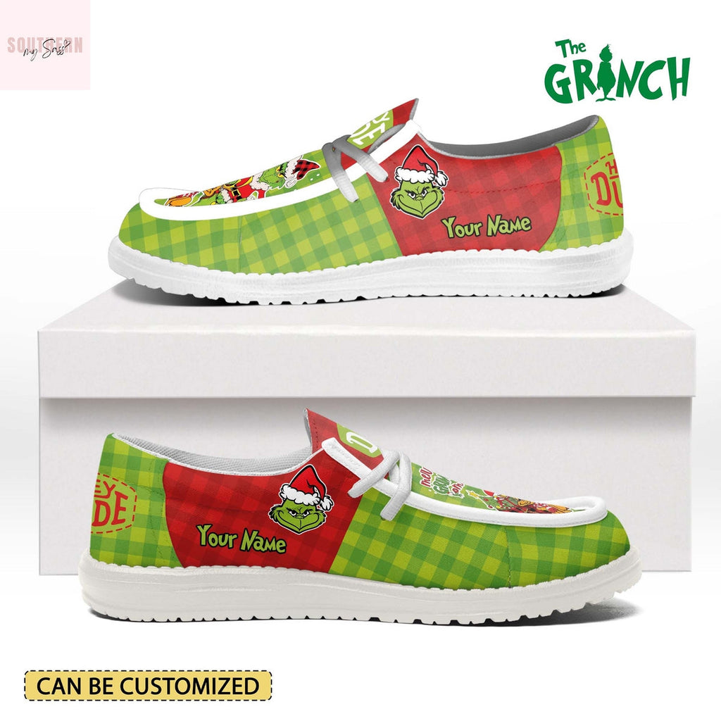 Personalized The Grinch Merry Grinchmas Hey Dude Shoes