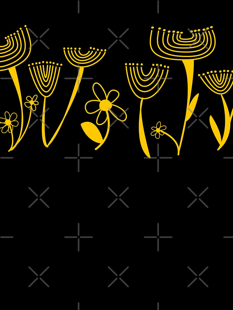 Simple, abstract, artsy graphic yellow drawn flowers floral sketch - Caroline Laursen Original by Caroline Laursen