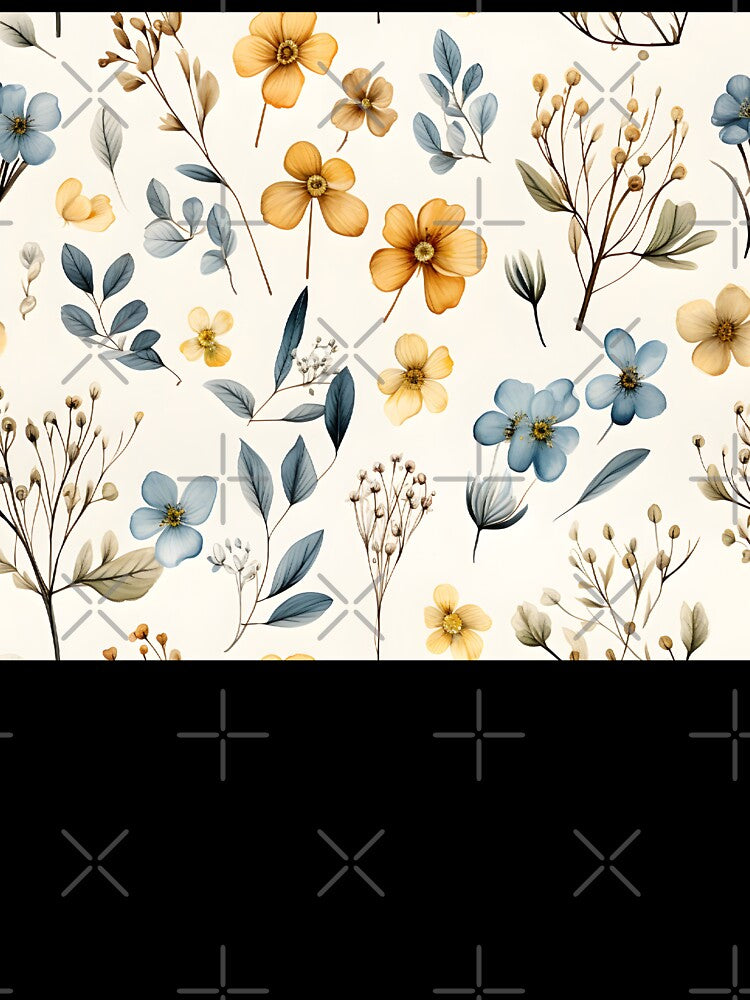 Gold and Blue Flower Pattern by ArtbyAiGallery