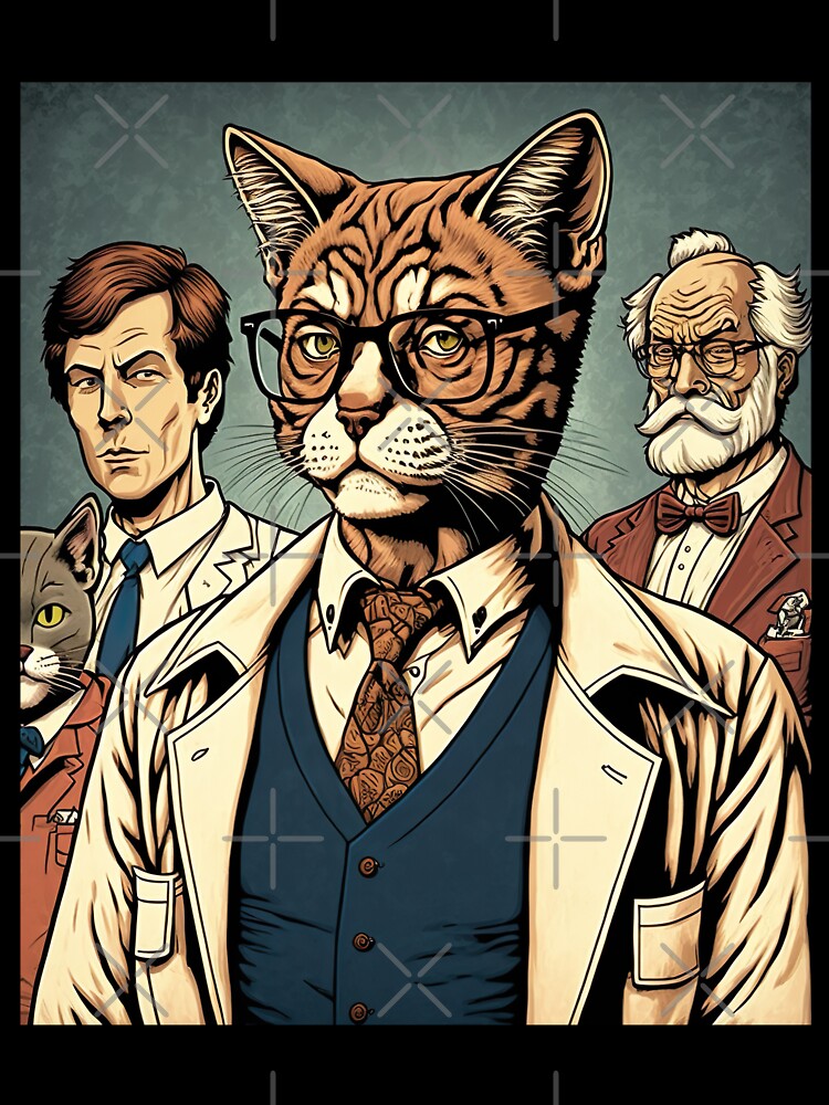 Serious cat portrait wearing glasses by KoolArtDistrict