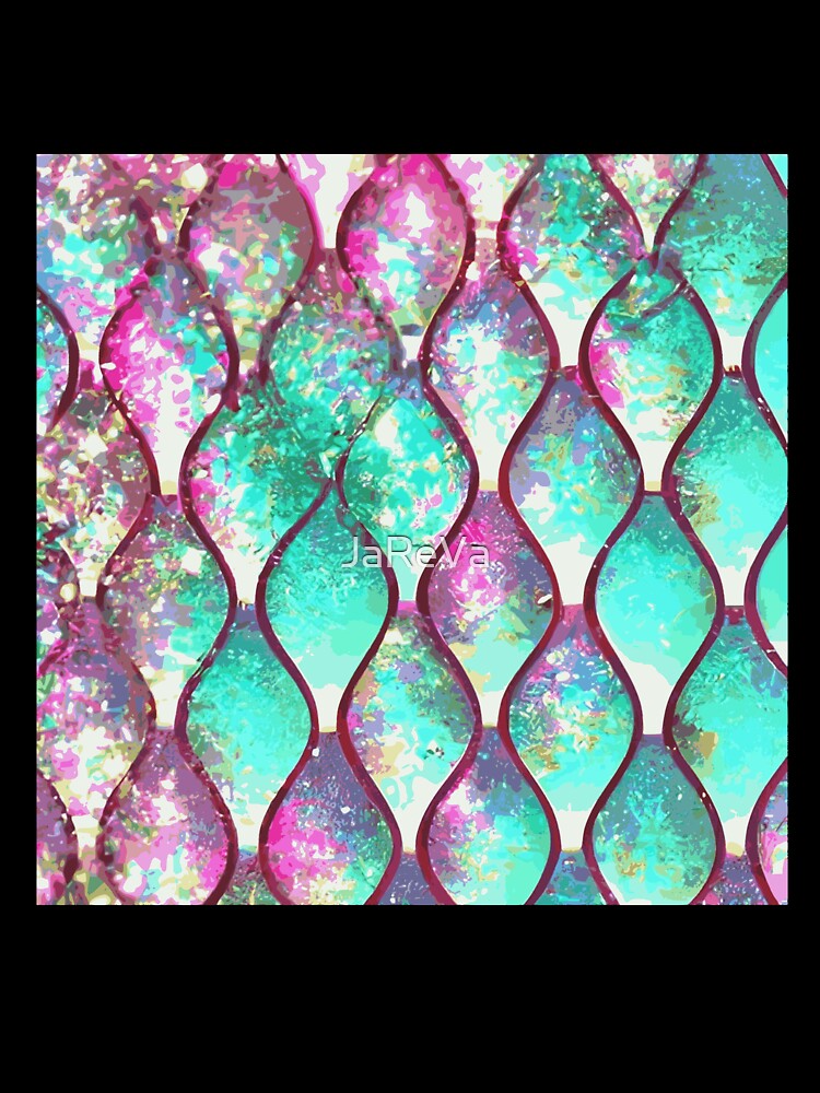 Printed image of azure and magenta Mermaid Tail pattern v2 by JaReVa