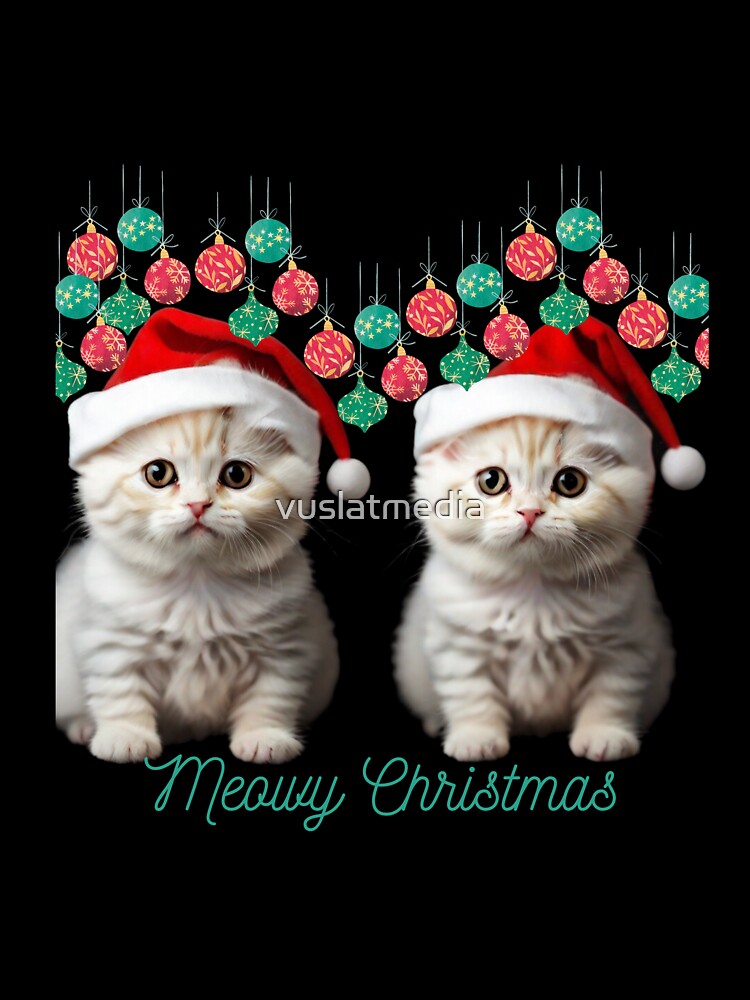 Two Scottish Fold kittens wearing Christmas hats by vuslatmedia