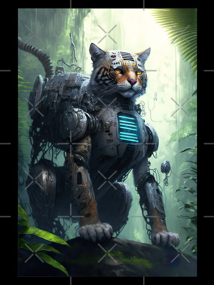 Cyborg cat in the jungle by KoolArtDistrict