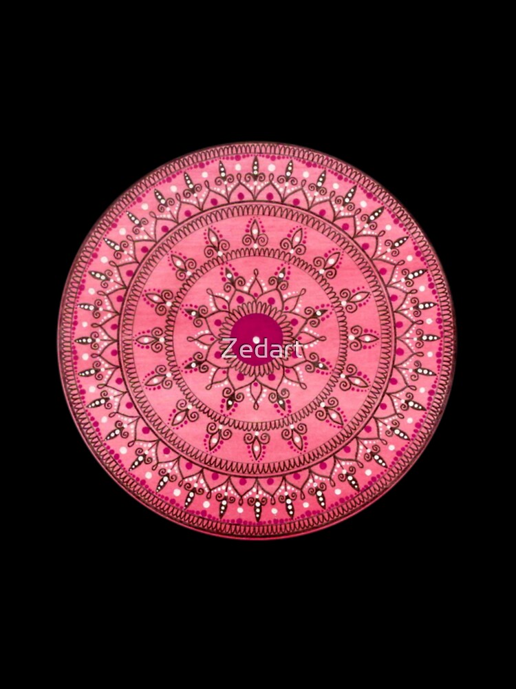 Hand Drawn Red Watercolour Mandala by Zedart