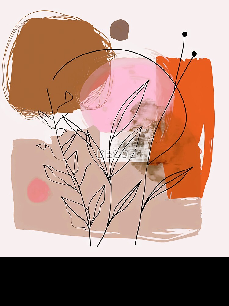 Boho-Style Earth Tones, Orange, And Pink Abstract by DEC02