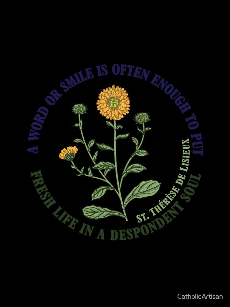 St Therese, flowers, Catholic quote by CatholicArtisan
