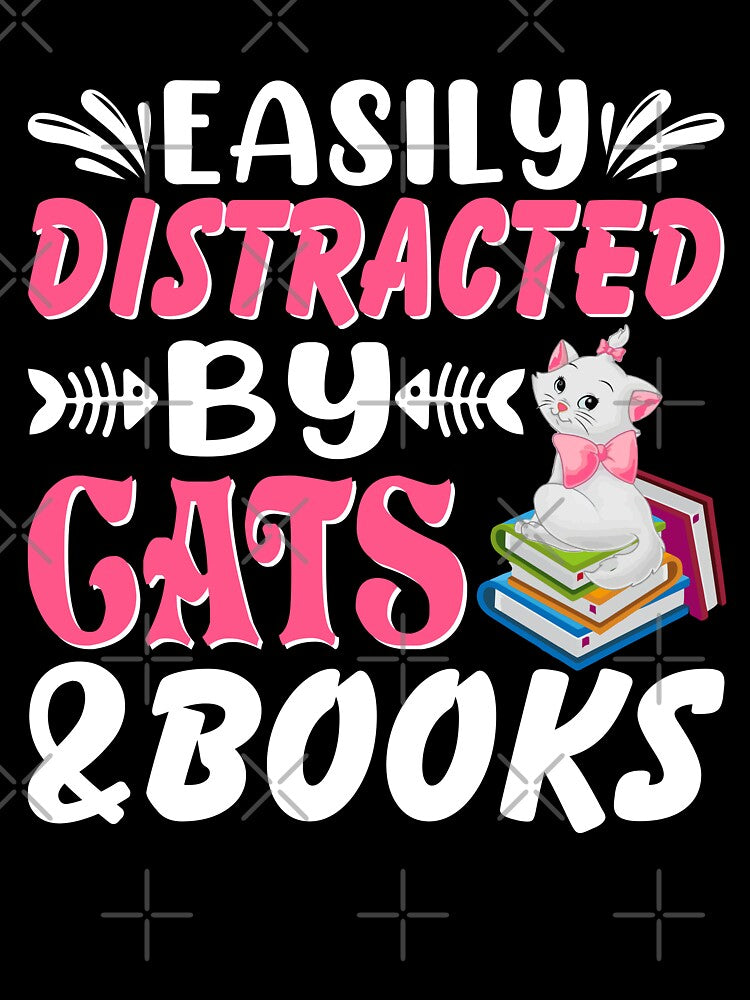Distracted by Cats and Books by 808Designs