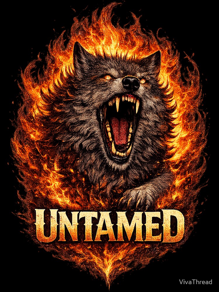 Untamed Wolf in Flames – Fierce Alpha Wild Fire Wolf Graphic by VivaThread