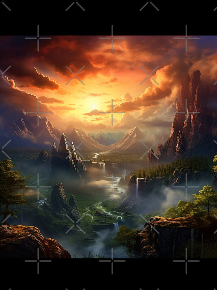Fantasy Landscape - Beautiful Sunset Valley by Fantasy Masterpiece