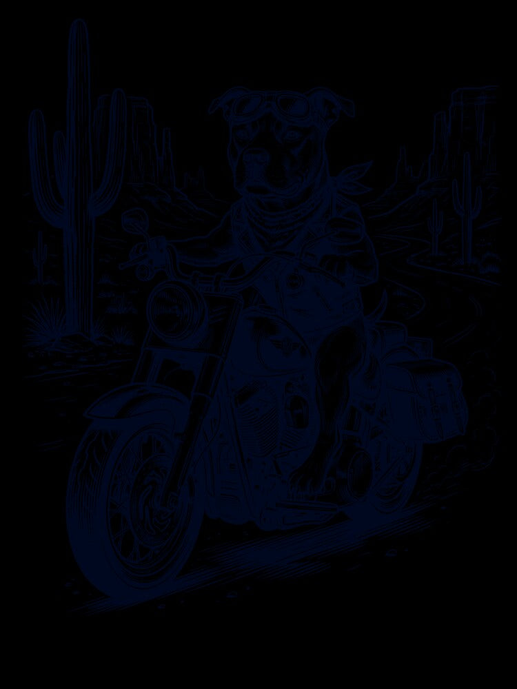 Vintage American Staffordshire Terrier Riding Motorbike Moto Western Cowboy Dog Lover by DoodleTortle