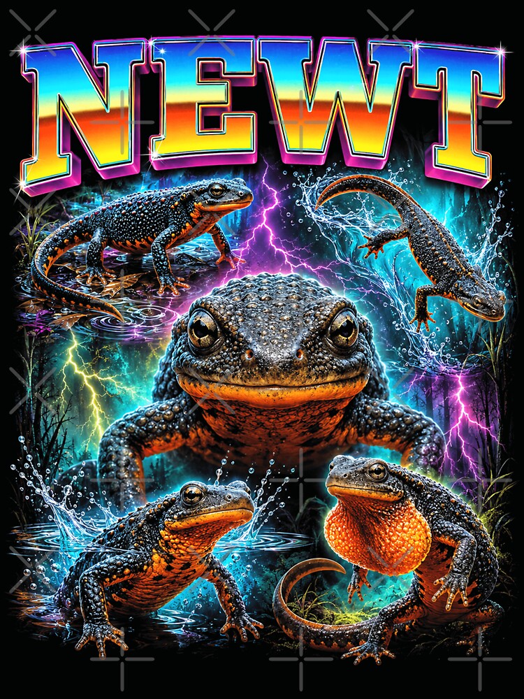 Fire Belly Newt Amphibian Collage by OceanBandwear