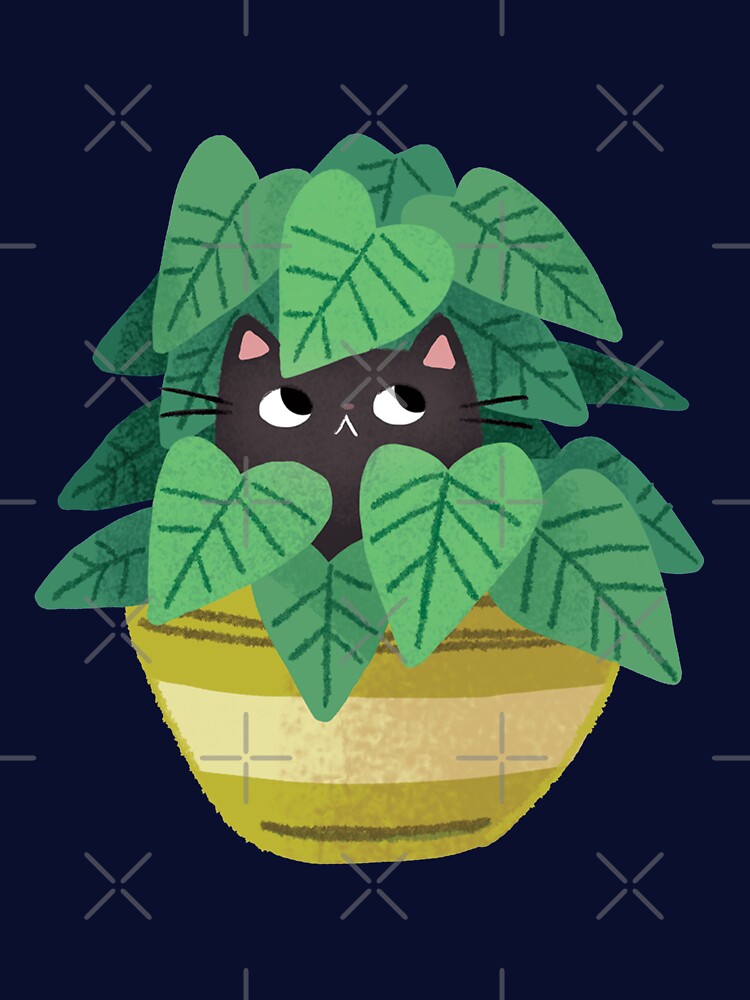 Black Cat In planter by michelledraws