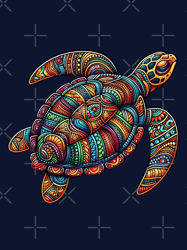 Totle the Tribal Turtle – Transparent Background Design by Zaru Studio