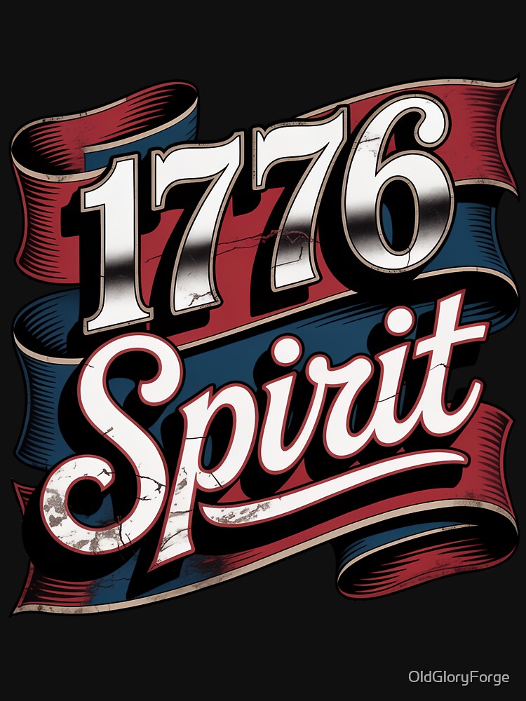 1776 Spirit Patriotic Script Design by OldGloryForge