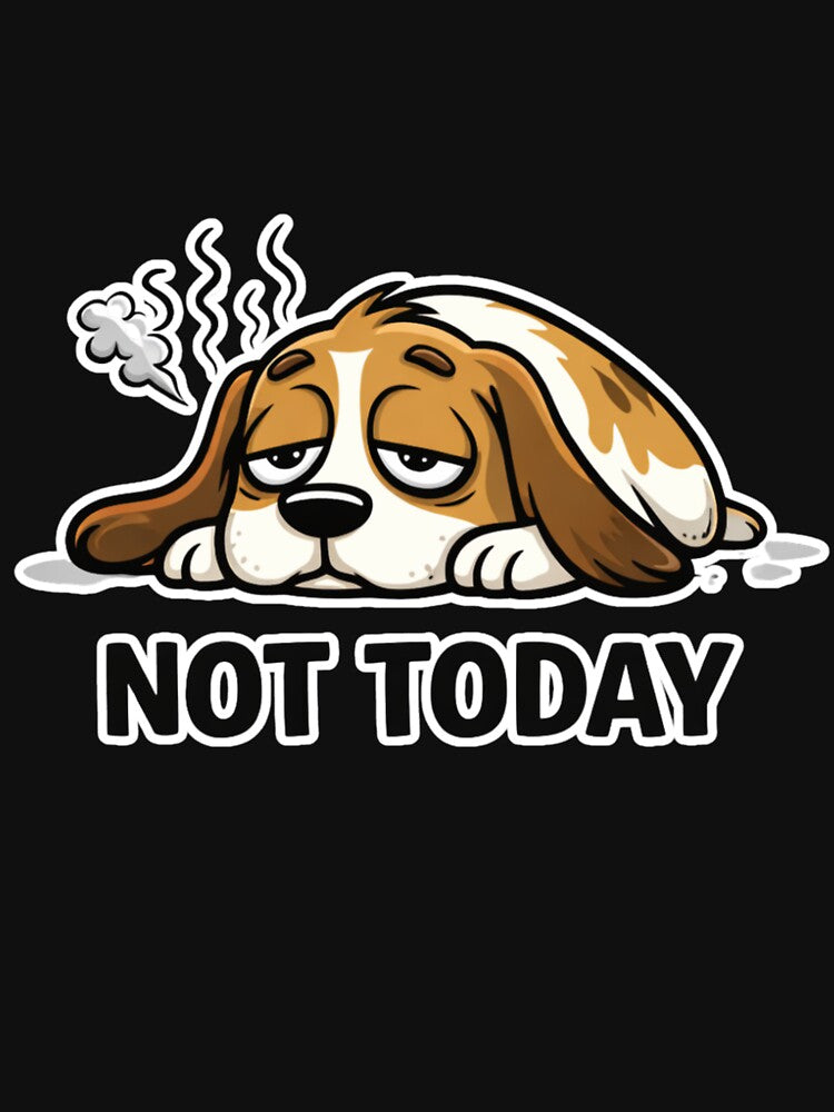 Monday Dog Not Today Funny Cartoon by LazyMoodStudio