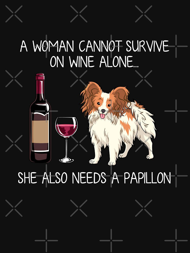 Papillon and wine Funny dog by TeeDoozy