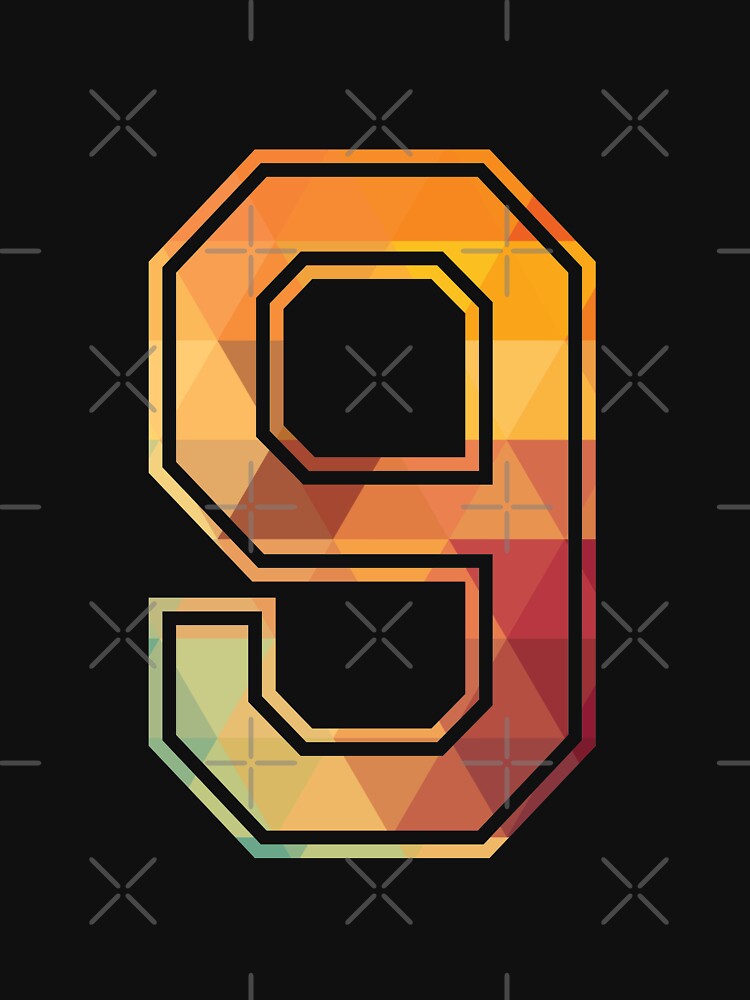 9 Lucky Number Sports Team Low Poly Year Age 9th Birthday by Best Tees
