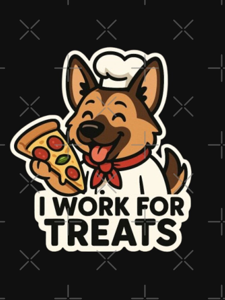 I Work For Treats – Cute Funny German Shepherd Dog Humor Design by Typologystudios