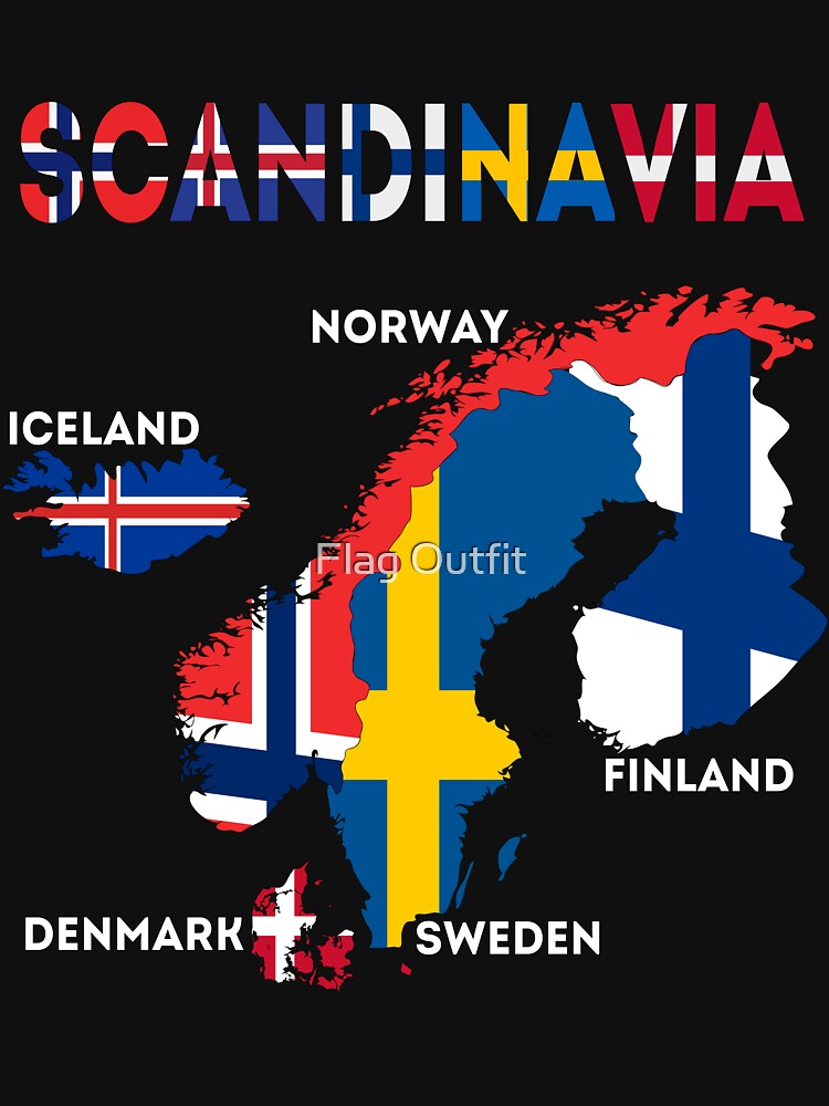 Scandinavia flag, Nordic countries maps, Northern Europe,  Scandinavia flag map, Nordic country's apparel by Flag Outfit