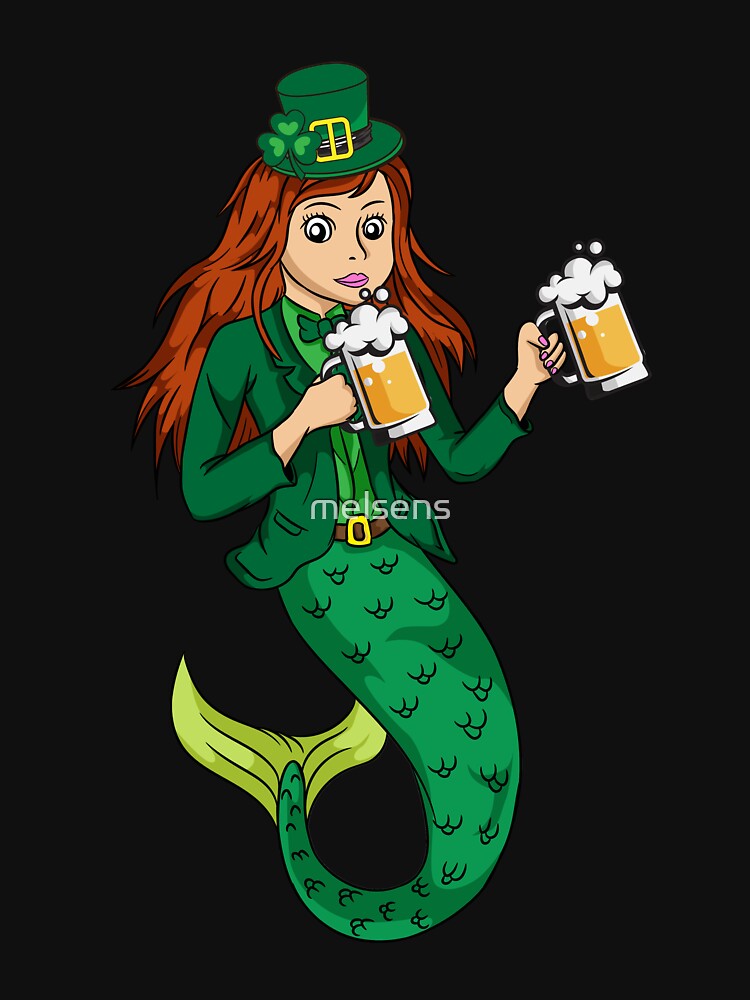 Funny Redhead Irish Mermaid | St. Patrick's Day Women Art by melsens